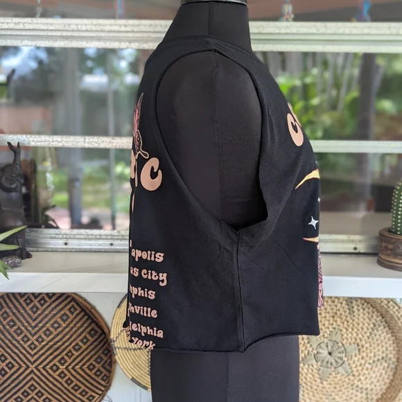 Cosmic Love M Graphic Boxy Crop Custom Cut Cropped Tank Top Hippie Celestial - Picture 5 of 10